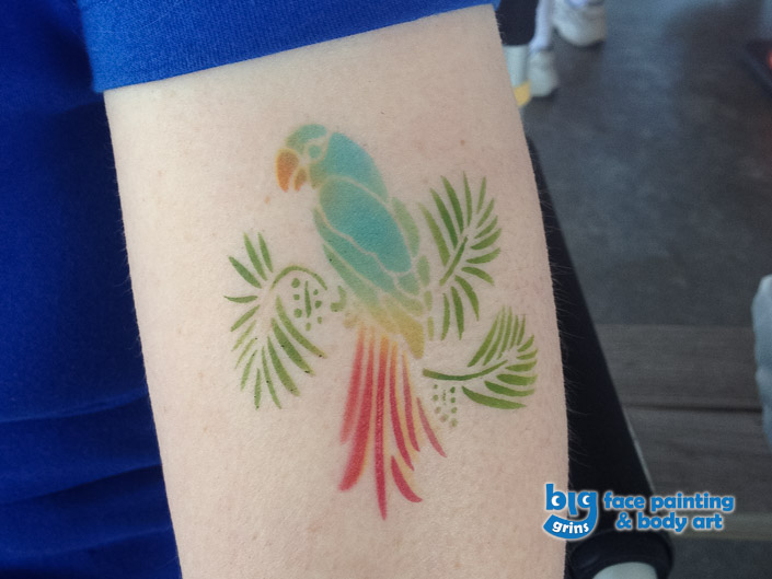 Big Grins Airbrush Temporary Tattoo Tropical Bird