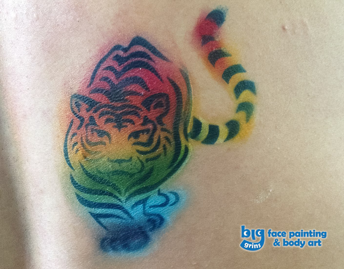 Big Grins Airbrush Temporary Tattoo Rainbow Tiger
