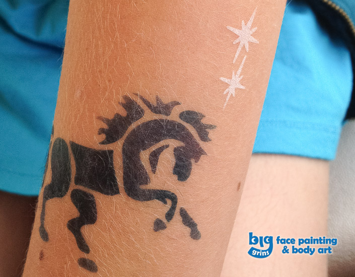 Big Grins Airbrush Temporary Tattoo of Horse