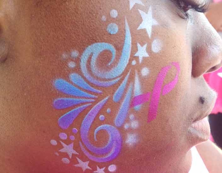 Big Grins Airbrush Face Painting Stars Swirls Cause Ribbon